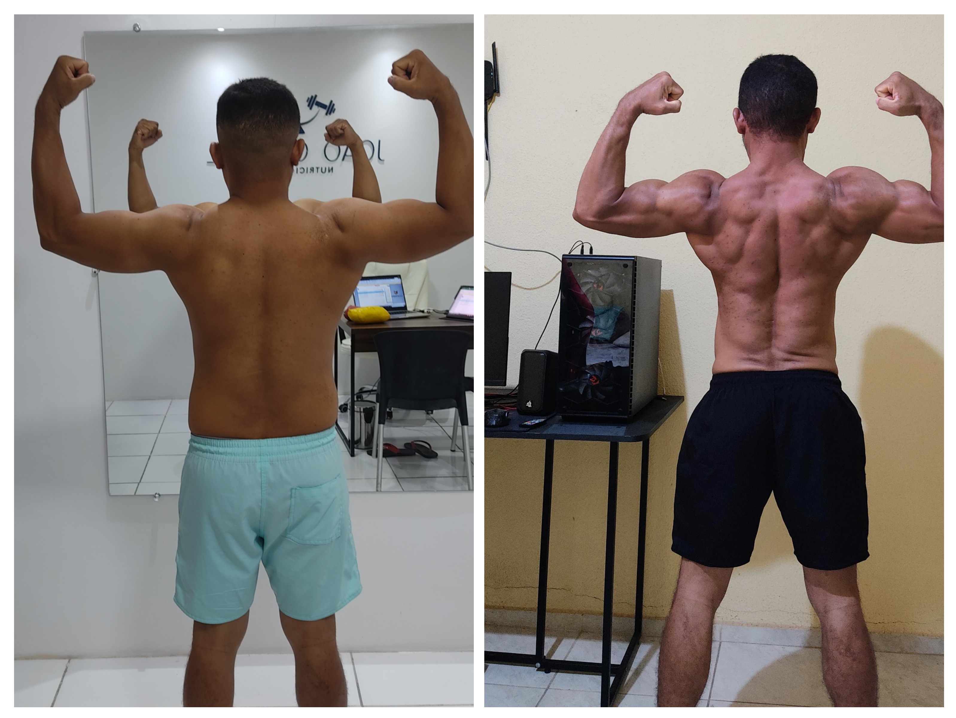 Comparativo de evolução física das costas